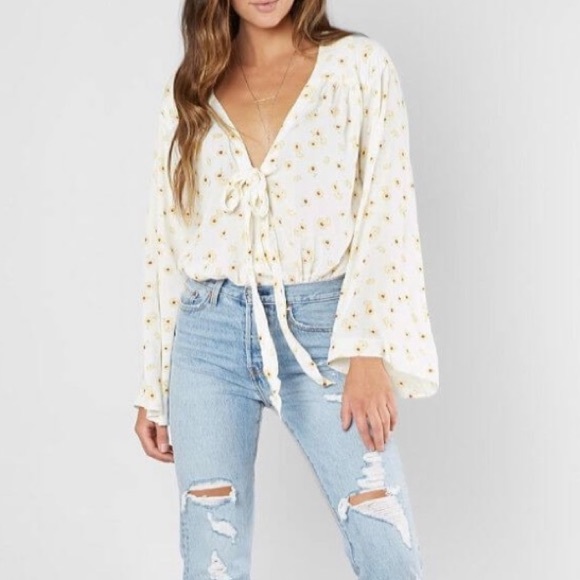 Free People Forties Feels Sunflower Bodysuit, XS - Picture 2 of 7